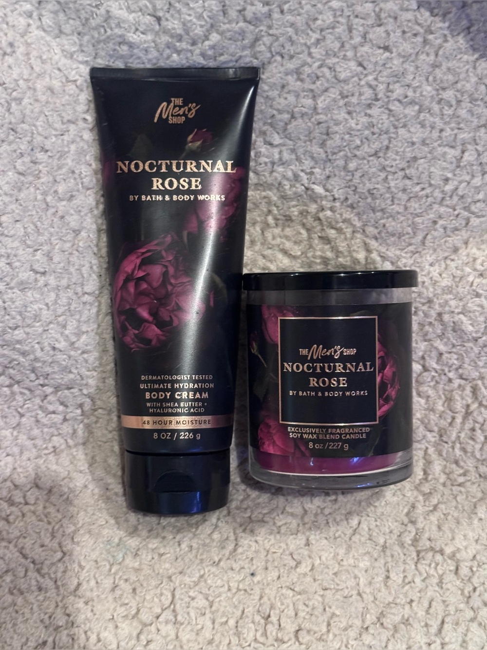 Lot New With Tags Bath And Body Works Men’s Nocturnal Rose Body Cream + Candle